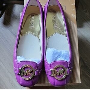 Michael Kors Fuchsia Loafers with Gold Accent